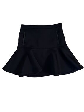 Club Monaco Neoprene Ruffle Skirt w/ Leather Détails